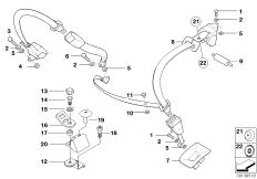 Дополн.элементы ремня безопасности Зд для BMW E39 530i M54 (схема запасных частей)
