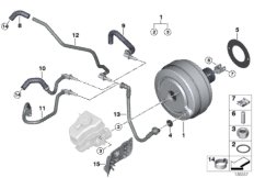 Вакуумный усилитель тормозов для BMW E87 120d M47N2 (схема запасных частей)