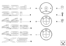 Эмблемы / надписи для BMW E53 X5 3.0d M57N (схема запасных частей)