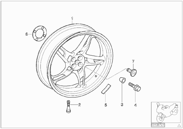 Литой диск Зд с/без встроенной ABS для MOTO 259S R 1100 S 98 (0422,0432) 0 (схема запчастей)