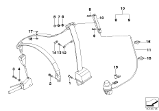 Дополн.элементы ремня безопасности Пд для BMW E39 530i M54 (схема запасных частей)