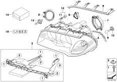 Детали фары для BMW E83 X3 3.0i M54 (схема запасных частей)