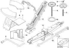 Бортовой инструмент/ домкрат для BMW E53 X5 3.0d M57N (схема запасных частей)
