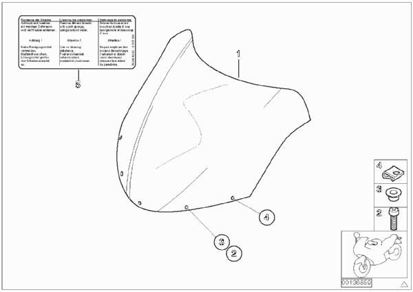 Ветрозащитный щиток для MOTO 259S R 1100 S 98 (0422,0432) 0 (схема запчастей)