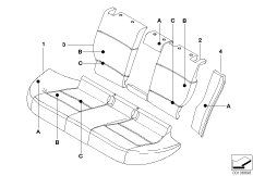 Инд.обивка люка в спинке сиденья кожа Q9 для BMW E46 316Ci N45 (схема запасных частей)