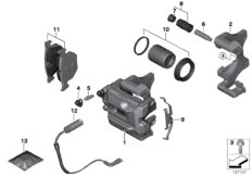Датчик износа торм.накладки колеса Зд для BMW E90 M3 S65 (схема запасных частей)