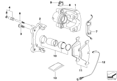 Датчик износа торм.накладки колеса Зд для BMW E87N 120d N47 (схема запасных частей)