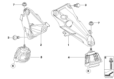 Подвеска двигателя для BMW E81 120i N43 (схема запасных частей)