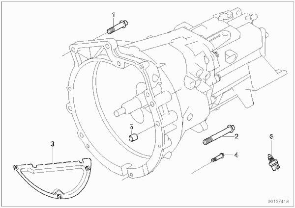 Крепление/дополнит.элементы КПП для BMW E46 316i N46 (схема запчастей)