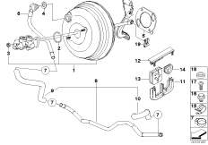 Вакуумный усилитель тормозов для BMW E53 X5 3.0d M57N (схема запасных частей)