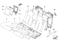 Набивка и обивка базового сиденья Зд для BMW E63 630i N52 (схема запасных частей)