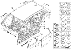 Пробки/заглушки для BMW E83 X3 3.0i M54 (схема запасных частей)