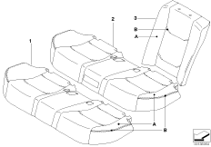 Индивидуальная обивка спорт.сиденья Зд для BMW E65 745i N62 (схема запасных частей)