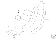 Обивка спортивного сиденья Recaro для BMW E46 M3 CSL S54 (схема запасных частей)