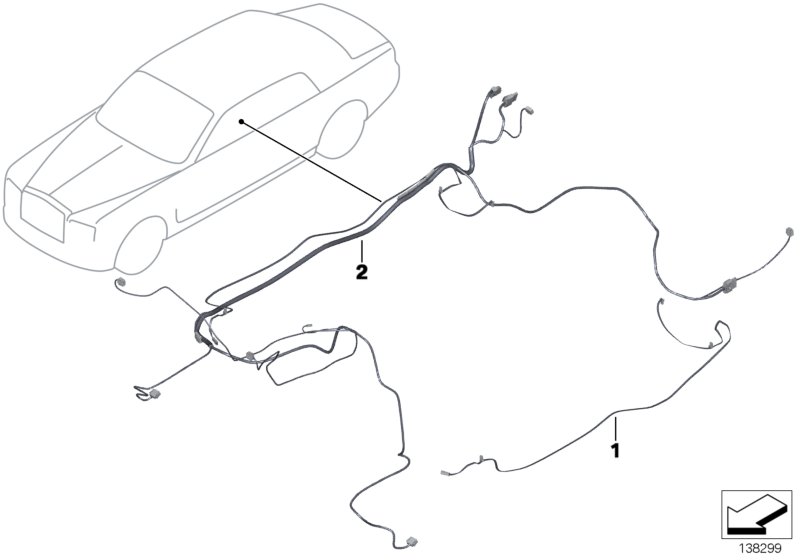 Жгут проводов заднего кондиционера для BMW RR1 Phantom N73 (схема запчастей)