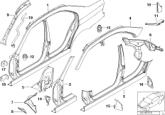 боковой каркас для BMW E39 M5 S62 (схема запасных частей)