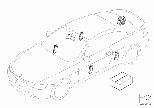 Комплект дооснащения сигнализации для BMW E63N 650i N62N (схема запчастей)