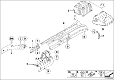 Теплоизоляция для BMW E64 650i N62N (схема запасных частей)