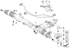 Механизм с гидроус.акт.рул.упр.(AFS) для BMW E60 530d M57N (схема запасных частей)