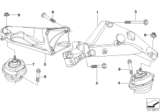 Подвеска двигателя для BMW E83 X3 2.0d M47N2 (схема запасных частей)