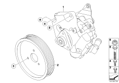 Насос гидроусилителя рулевого управления для BMW E60 545i N62 (схема запасных частей)