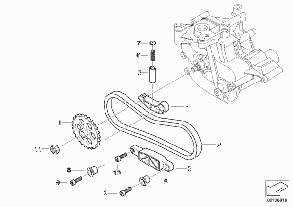 Привод смазоч.системы/масляного насоса для BMW E90 M3 S65 (схема запчастей)