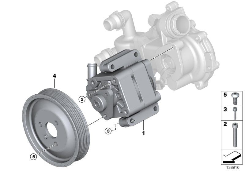 Насос гидроусилителя рулевого управления для BMW E46 318Ci N42 (схема запчастей)