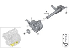 Смазочная система/масляный насос для BMW F02 730Li N52N (схема запасных частей)