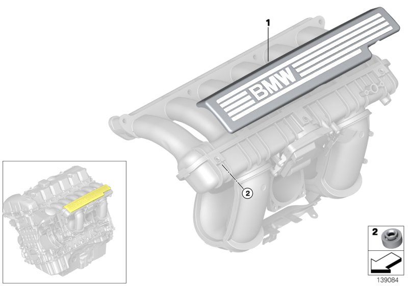 Дополнительные элементы системы впуска для BMW E61N 525i N52N (схема запчастей)