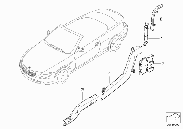 Кабельный канал для BMW E63 630i N52 (схема запчастей)