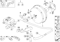 Вакуумный усилитель тормозов для BMW E63 630i N52 (схема запасных частей)