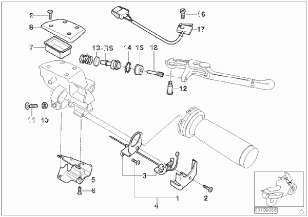 Детали арматуры ручного тормоза для BMW 59C3 R 1200 C Indep. 00 (0405,0433) 0 (схема запчастей)