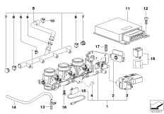 Корпус дроссельной заслонки/ЭБУ для BMW K41 K 1200 RS 01 (0547,0557) 0 (схема запасных частей)