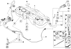 Топливный бак/дополнительные элементы для BMW R50 Cooper W10 (схема запасных частей)