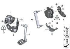 Датчик регулировки угла наклона фар для BMW E90N 330i N52N (схема запасных частей)