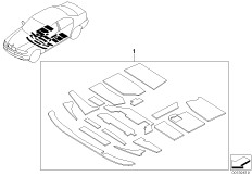 Защитн.маты мот.отсек/простр.для ног Пд для BMW E46 325i M54 (схема запасных частей)
