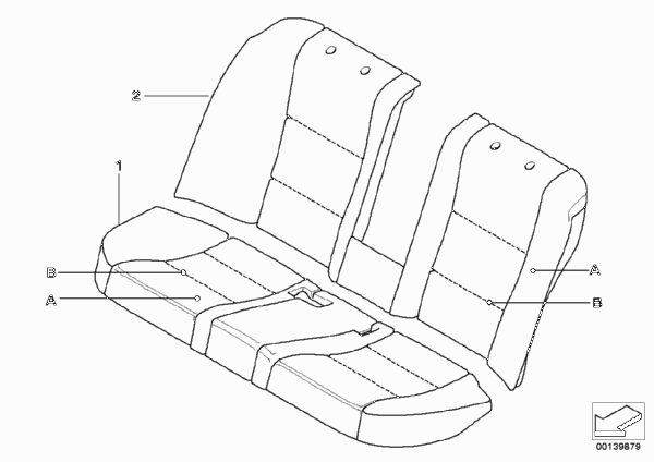 Инд.обивка заднего сид.пов.комфортности для BMW E60 540i N62N (схема запчастей)