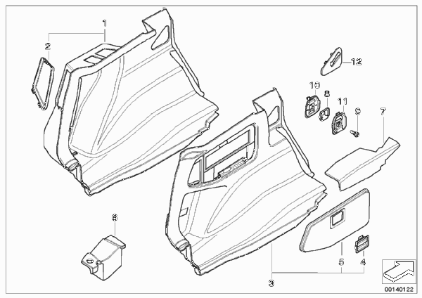 Обшивка багажного отделения Л для BMW E87 130i N52 (схема запчастей)