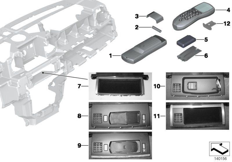 Детали телефонной трубки/крепления для BMW RR1 Phantom N73 (схема запчастей)