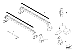 Связка лонжерона и поперечной балки для MINI R53 Cooper S W11 (схема запасных частей)