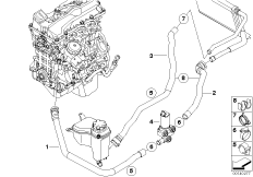 Доп.водяная помпа/водяной шланг/клапан для BMW E90N 316i N45N (схема запасных частей)