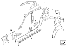 Детали бокового каркаса для BMW E90N 325d M57N2 (схема запасных частей)