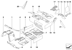 Шумоизолирующее покрытие для BMW E83N X3 2.0d M47N2 (схема запасных частей)