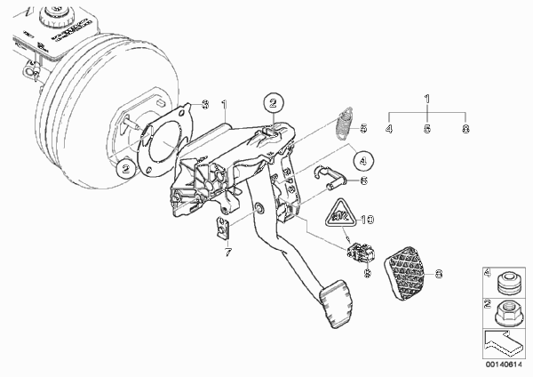 Педальный механизм SMG для BMW E64 M6 S85 (схема запчастей)