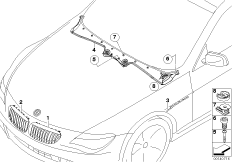 Наружные накладки / декоративные решетки для BMW E64 645Ci N62 (схема запасных частей)