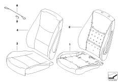 Набивка и обивка базового сиденья Пд для BMW E90 325xi N52 (схема запасных частей)