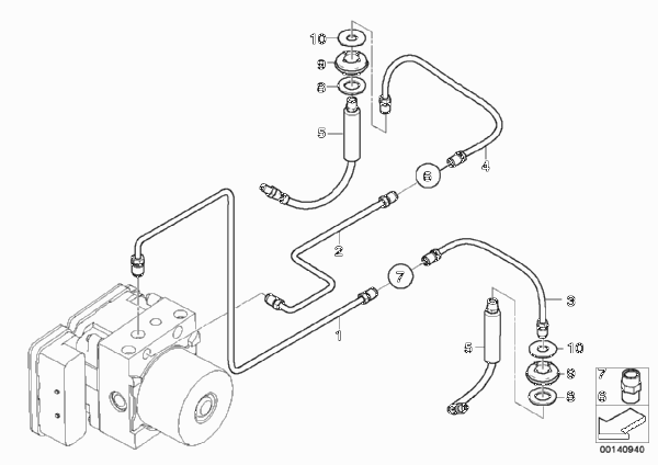 Трубопровод тормозного привода Зд для BMW E63 M6 S85 (схема запчастей)