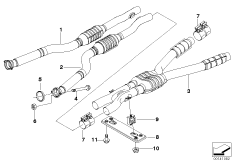 Катализатор/Средний глушитель для BMW E61N M5 S85 (схема запасных частей)