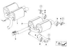 Система выпуска ОГ Зд для BMW E60 M5 S85 (схема запасных частей)