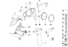 Доп.элементы панели приборов для BMW R50 One D W17 (схема запасных частей)